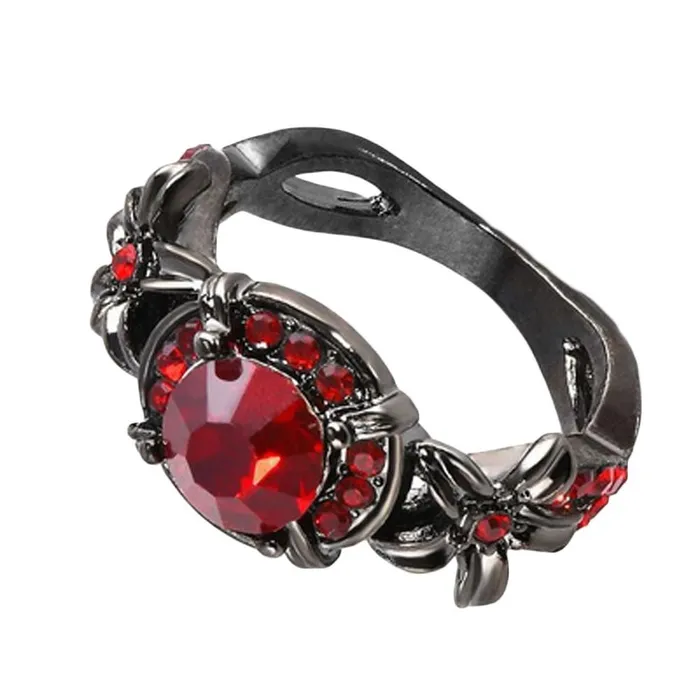 sparklingselections Rings New Round Design Crystal Red Zircon Female Ring