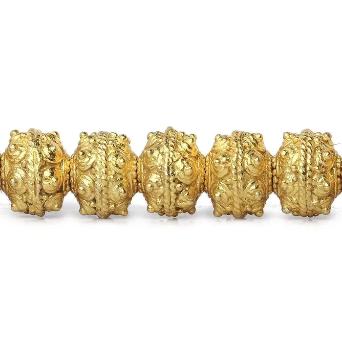 8mm 22kt Gold plated Copper Bead Roval Sphere Design 8 inch 28 pieces Beadsofcambaycom Earrings