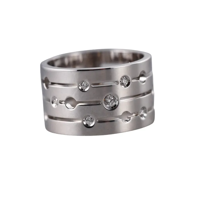 Dinh Van Pulse White Gold Diamond Band Ring Large Model Dinh Van Rings