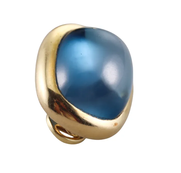 Earrings Laura Munder 94ctw London Blue Topaz Gold Cabochon Earrings Laura Munder