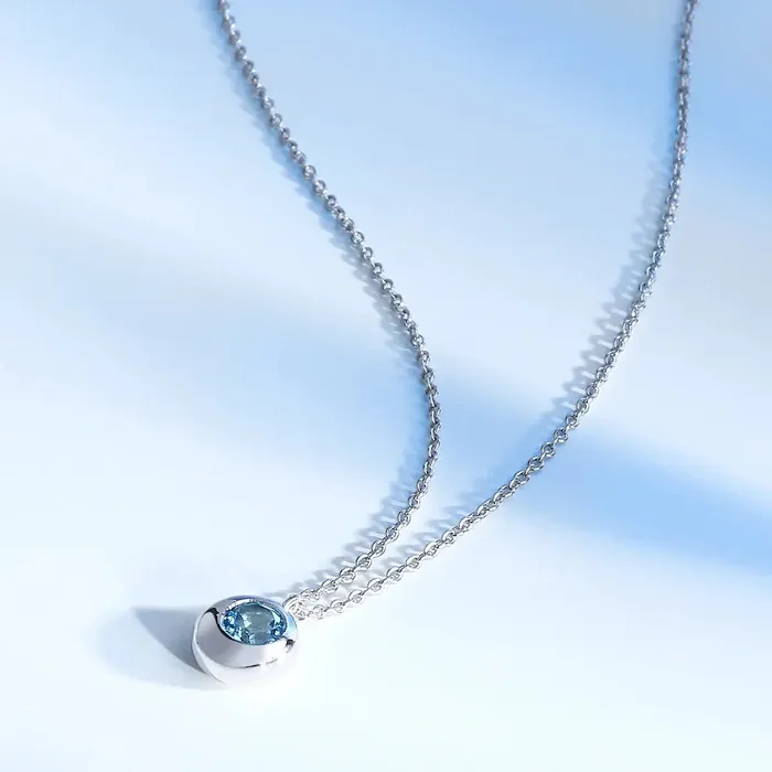 Morellato Necklaces Womens silver necklace with rhodium plating and blue topaz Morellato Eternal Treasures
