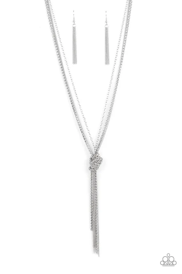 Necklaces Paparazzi Accessories KNOT All There Silver Necklace Jewelry by Bretta