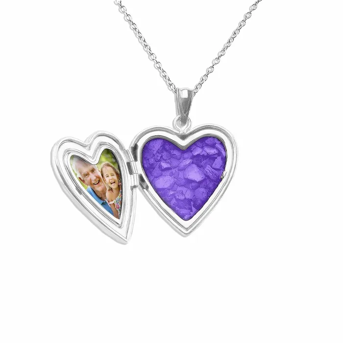 Rings EverWith Footsteps Heart Shaped Sterling Silver Memorial Ashes Locket EverWith