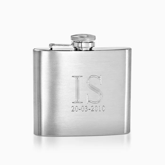 Sandy Steven Engravers Bracelets Personalized Rebel Steel Brushed Stainless Steel 6 ounce Square Whiskey Flask with Funnel