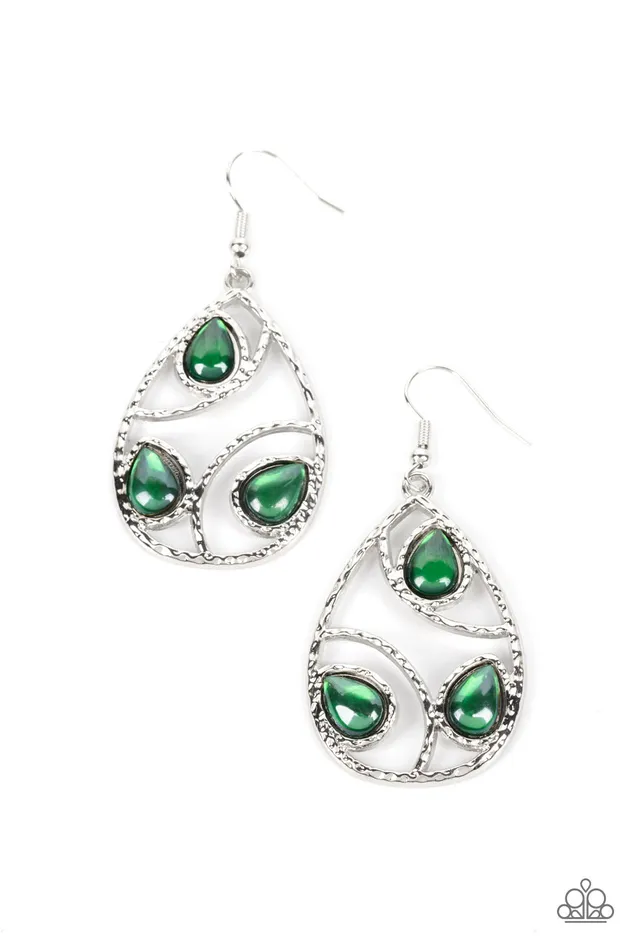 Send the BRIGHT Message Green Earrings Jewelry by Bretta Paparazzi Accessories Earrings