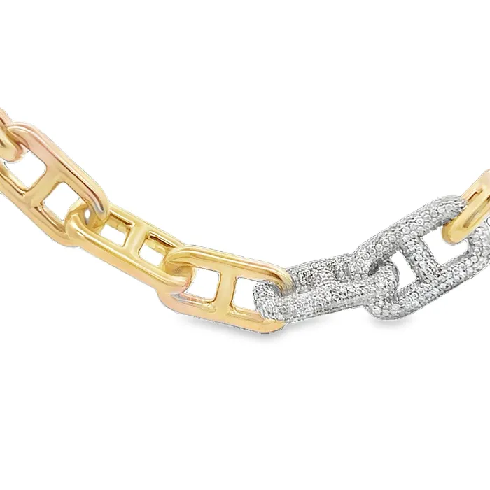 YaninaCo Jewelry Necklaces Anchor Link With 2 Diamond Links Necklace