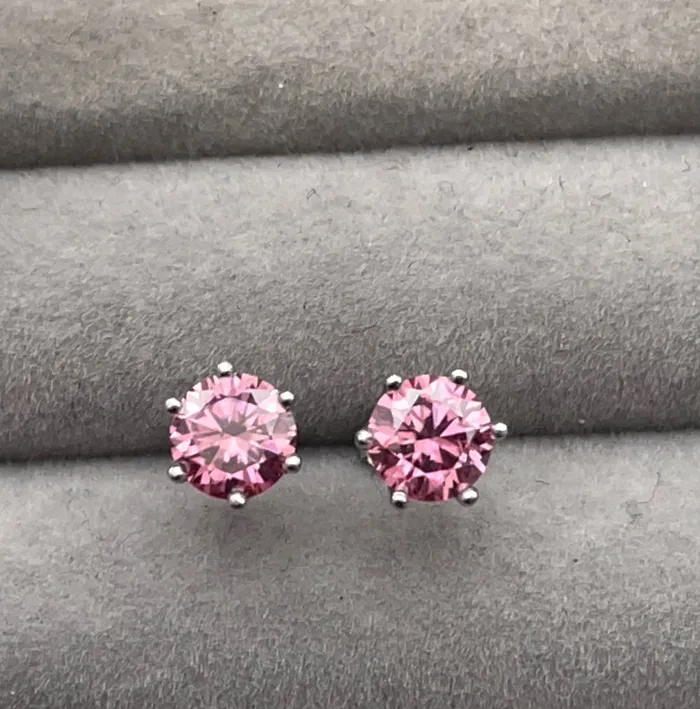 20 Carat Moissanite Earring Studs VVS1 Ear Studs Pink Diamond Earrings Pink Ear Studs Moissanite Earrings Moissanite Ear Studs Minx London Earrings