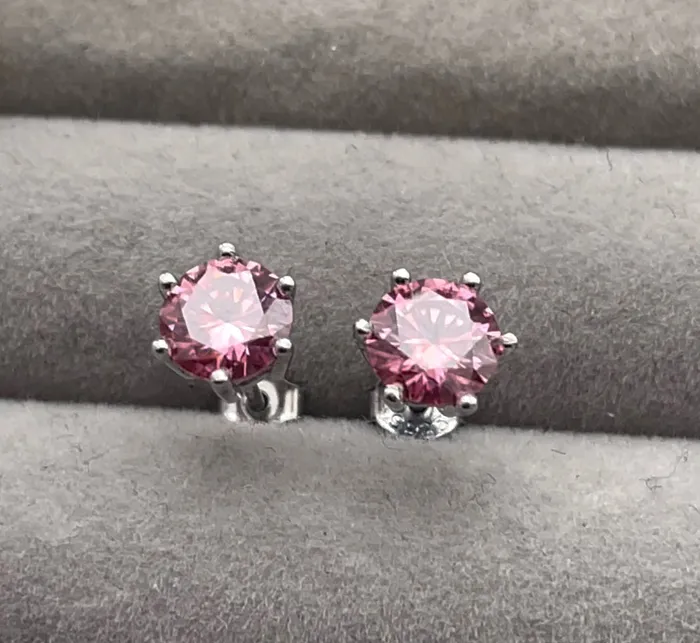 20 Carat Moissanite Earring Studs VVS1 Ear Studs Pink Diamond Earrings Pink Ear Studs Moissanite Earrings Moissanite Ear Studs Minx London Earrings