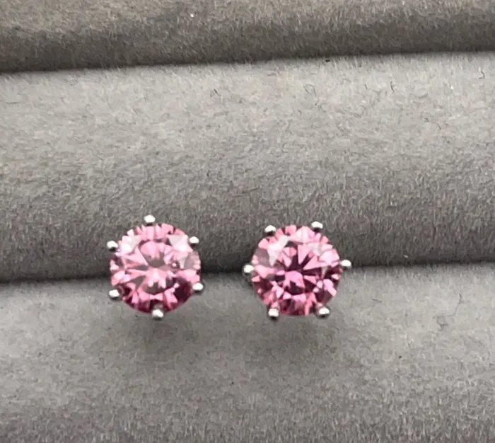 20 Carat Moissanite Earring Studs VVS1 Ear Studs Pink Diamond Earrings Pink Ear Studs Moissanite Earrings Moissanite Ear Studs Minx London Earrings