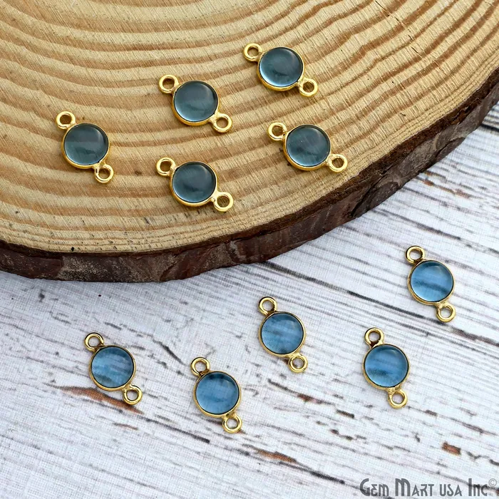 Cabochon 7mm Round Gold Plated Double Bail Gemstone Connector GemmartUSA Rings
