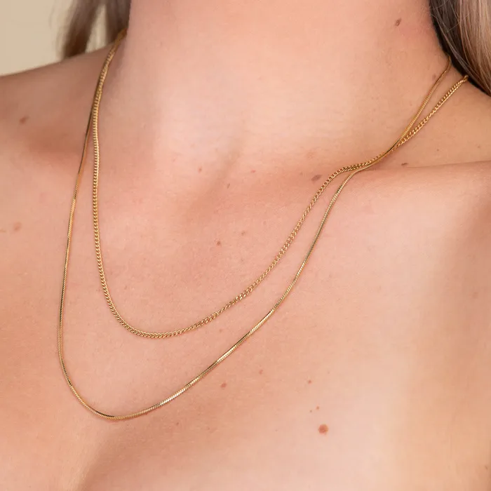 Camile Stone Necklaces Unisex Small Dog Tag Snake Chain Necklace