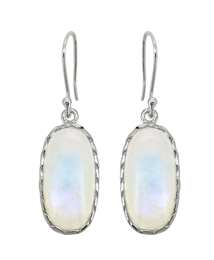 Earrings YoTreasure Moonstone Solid 925 Sterling Silver Dangle Earrings Jewelry