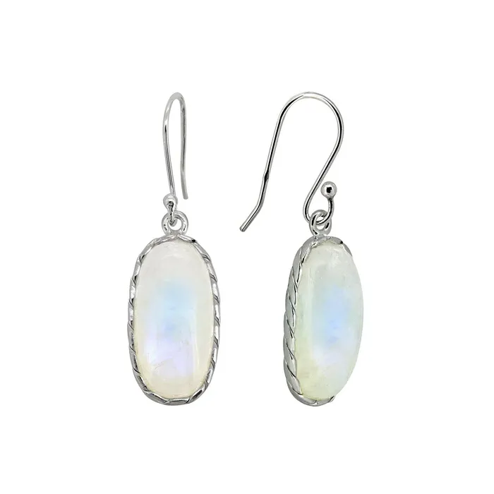 Earrings YoTreasure Moonstone Solid 925 Sterling Silver Dangle Earrings Jewelry