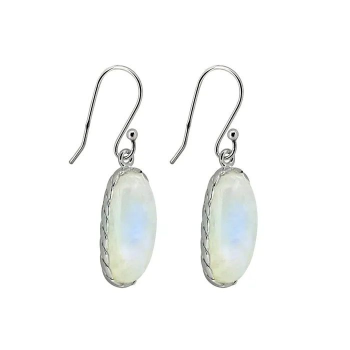 Earrings YoTreasure Moonstone Solid 925 Sterling Silver Dangle Earrings Jewelry