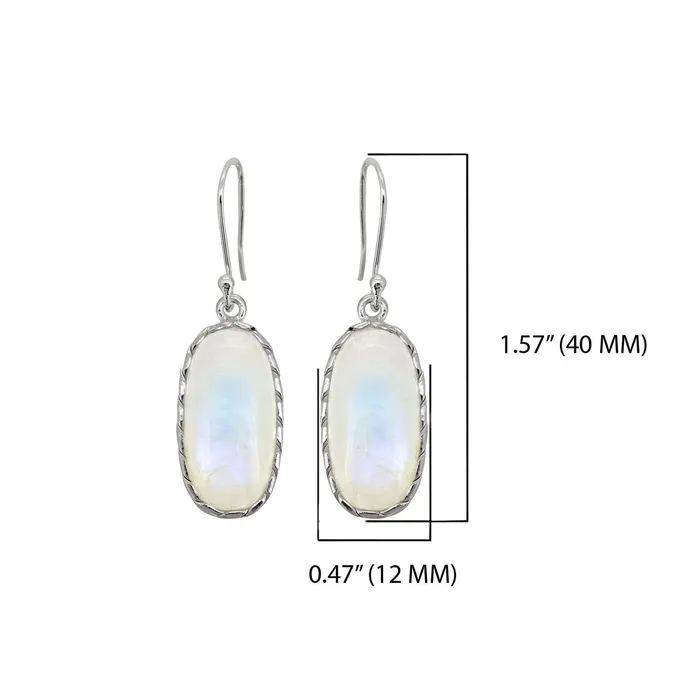Earrings YoTreasure Moonstone Solid 925 Sterling Silver Dangle Earrings Jewelry