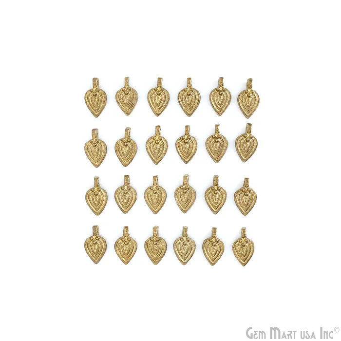 GemMartUSA Authentic Antique Brass Teardrop Vintage Charms Gold Plated Tribal Pendant Earring Dangle Leaf Charm Custom gift for her mom Earrings