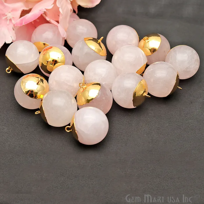 GemMartUSA Charm Necklaces Gemstone Ball 21x24mm Gold Electroplated Single Bail Charm Ball Connector