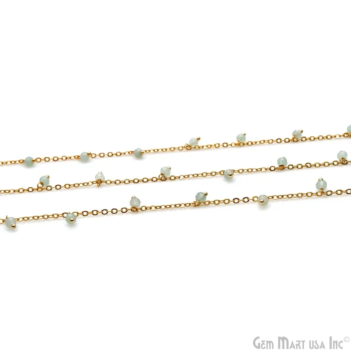 GemMartUSA Charm Necklaces Prehnite Faceted Beads 34mm Gold Plated Cluster Dangle Chain