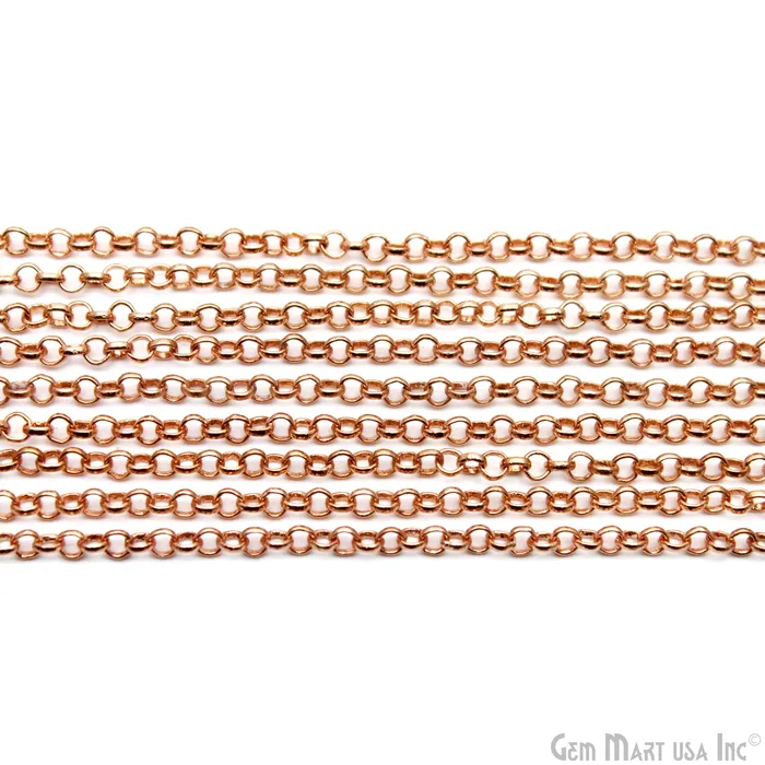 GemMartUSA Necklaces Rose Gold 4mm Round Bubble Link Chain