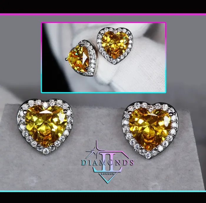 Heart Earrings Yellow Diamond Heart Ear Studs Ear Studs Lab Diamonds London Earrings