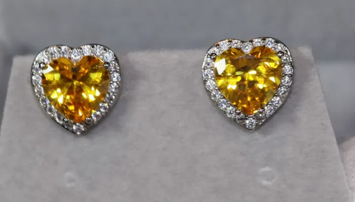 Heart Earrings Yellow Diamond Heart Ear Studs Ear Studs Lab Diamonds London Earrings