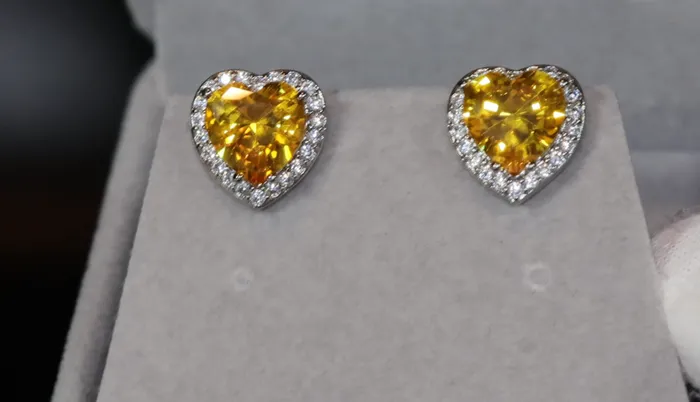 Heart Earrings Yellow Diamond Heart Ear Studs Ear Studs Lab Diamonds London Earrings