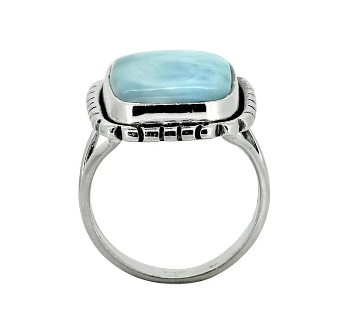 Natural Larimar Solid 925 Sterling Silver Gemstone Ring YoTreasure Rings