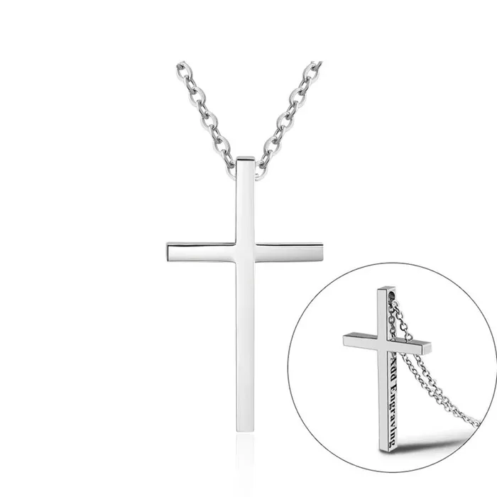 Necklaces customjewelryan Personalized Unisex Stainless Steel Necklace with Engrave Name Cross Pendant