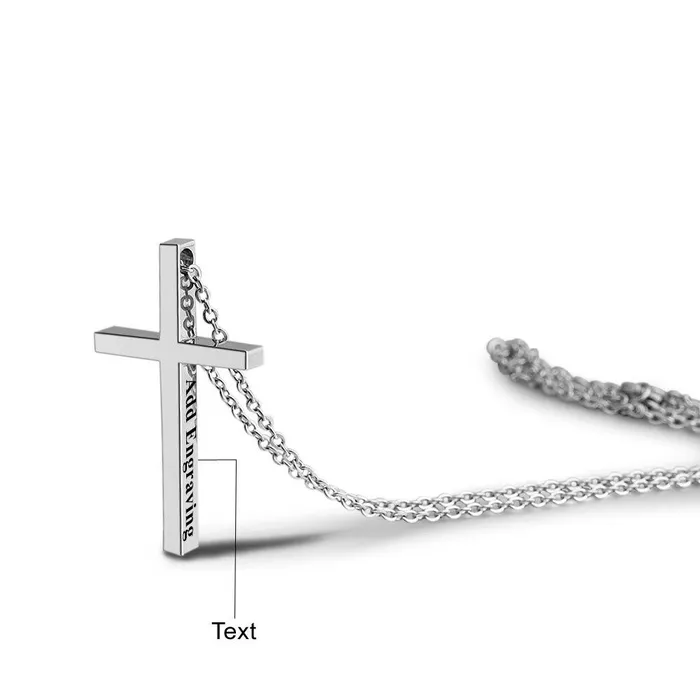 Necklaces customjewelryan Personalized Unisex Stainless Steel Necklace with Engrave Name Cross Pendant