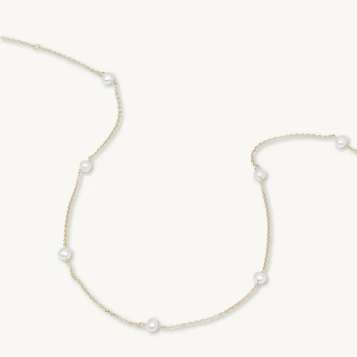 Necklaces Freshwater Pearl Station Necklace Camile Stone Necklaces Freshwater Pearl Station Necklace Camile Stone