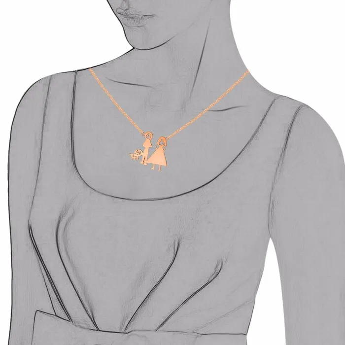 Personalized 925 Sterling Silver Family Drawing Necklace Hand Drawn Family Love Pendant Perfect Jewelry Gift for Women Personalized Jewel Necklaces