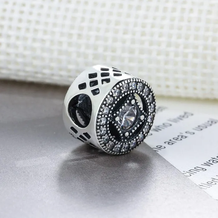 Personalized Jewel Bracelets Round Shape Rhinestone Accessorise 925 Sterling Silver Jewelry Components DIY Charm For Bracelet