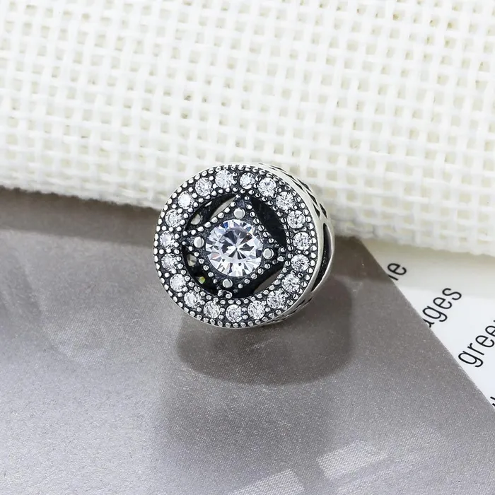 Personalized Jewel Bracelets Round Shape Rhinestone Accessorise 925 Sterling Silver Jewelry Components DIY Charm For Bracelet