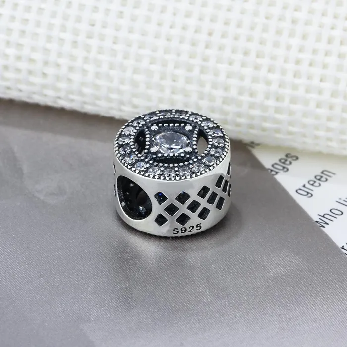 Personalized Jewel Bracelets Round Shape Rhinestone Accessorise 925 Sterling Silver Jewelry Components DIY Charm For Bracelet