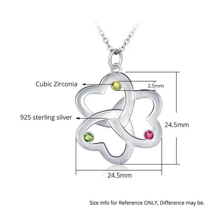 Personalized Jewel Necklaces Personalized Womens 925 Sterling Silver Name Necklace with Sweet Clover Hearts Pendant CZ Birthstones Trendy Fashion Jewelry for Ladies