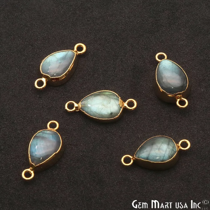 PreStyled Sets GemMartUSA Labradorite Cabochon 20x10mm Pears Gold Electroplated Double Bail Gemstone Connector