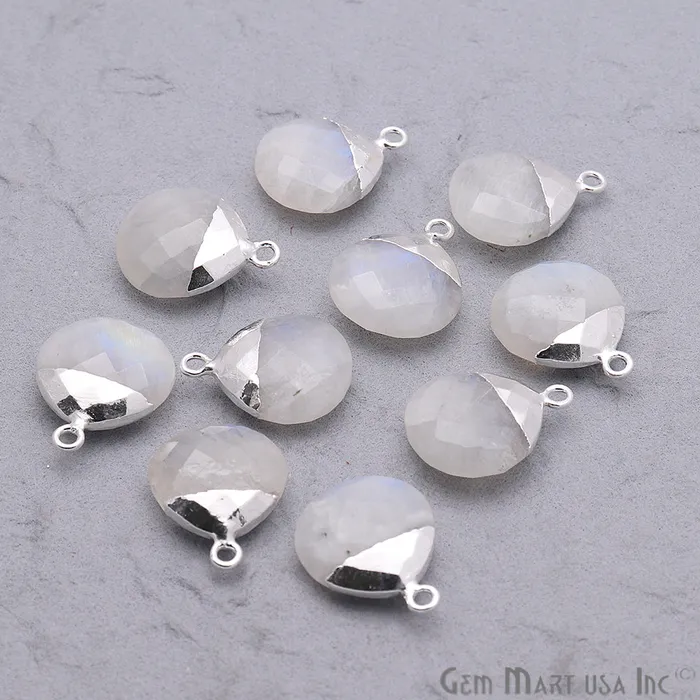 Rings GemMartUSA Rainbow Moonstone 16mm Onion Silver Electroplated Gemstone Connector