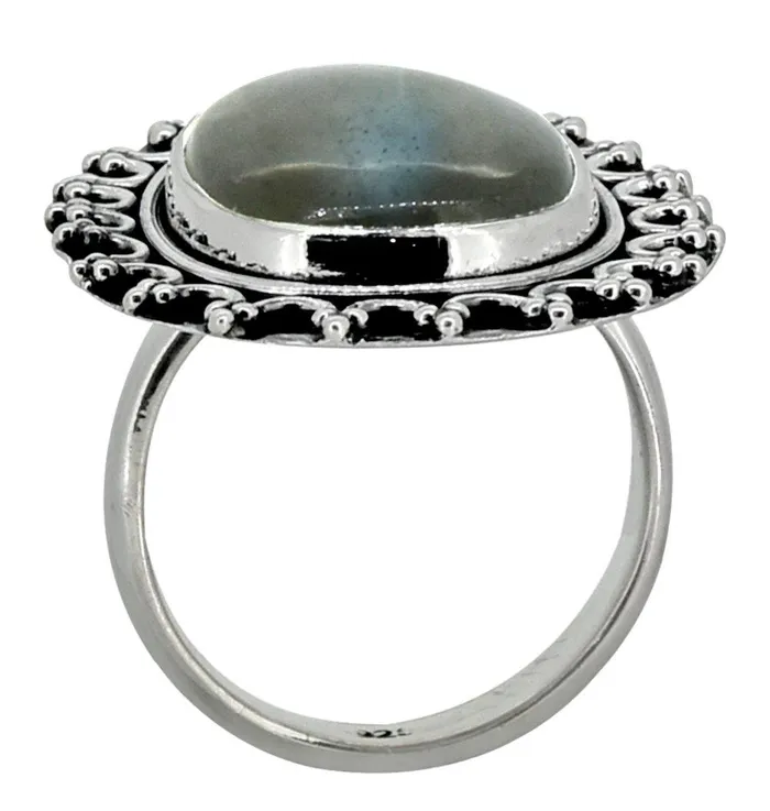 Rings YoTreasure Labradorite Solid 925 Sterling Silver Ring Jewelry