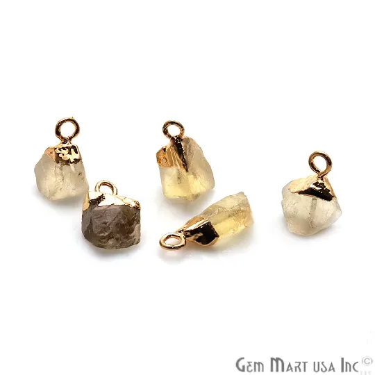 Rough Lemon Topaz Gemstone 12x8mm Gold Edged Bracelets Charm Single Bail Connectors GemMartUSA Charm Necklaces Rough Lemon Topaz Gemstone 12x8mm Gold Edged Bracelets Charm Single Bail Connectors GemMartUSA Charm Necklaces