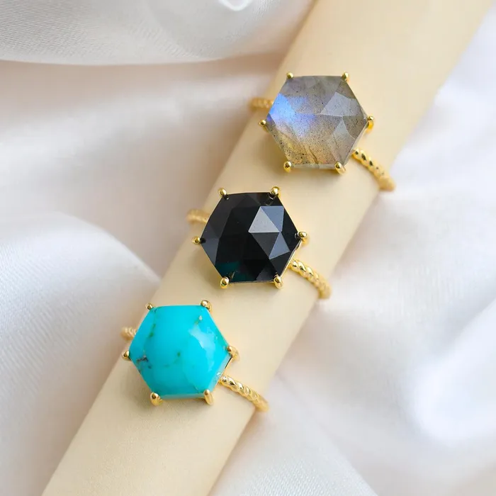 YoTreasure Labradorite Ring 14k Gold Plated Over 925 Silver Jewelry Rings