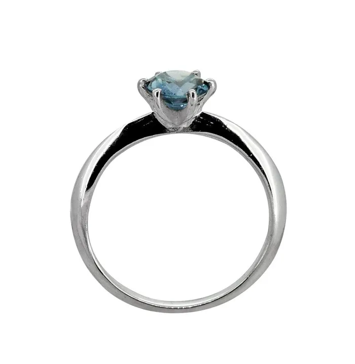YoTreasure Rings London Blue Topaz Solid 925 Sterling Silver Solitaire Ring Jewelry