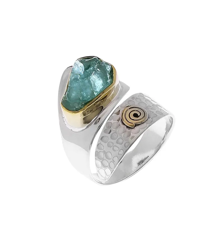 YoTreasure Rings Rough Neon Apatite Solid 925 Sterling Silver Ring Jewelry YoTreasure Rings Rough Neon Apatite Solid 925 Sterling Silver Ring Jewelry