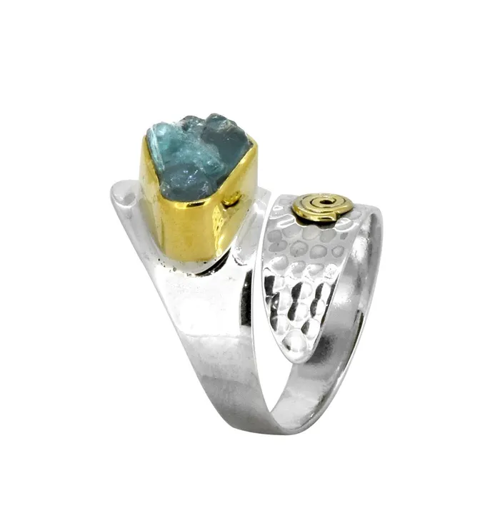 YoTreasure Rings Rough Neon Apatite Solid 925 Sterling Silver Ring Jewelry YoTreasure Rings Rough Neon Apatite Solid 925 Sterling Silver Ring Jewelry