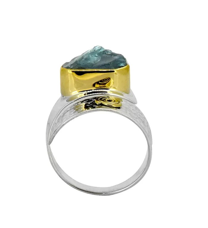 YoTreasure Rings Rough Neon Apatite Solid 925 Sterling Silver Ring Jewelry YoTreasure Rings Rough Neon Apatite Solid 925 Sterling Silver Ring Jewelry
