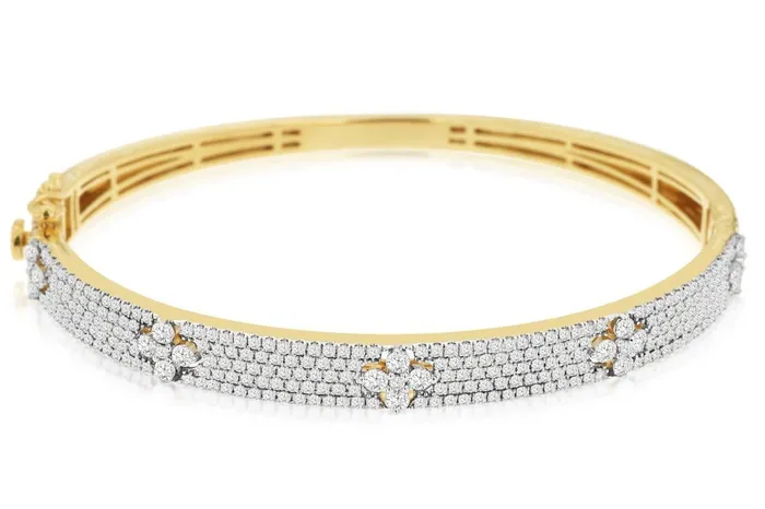 14K White Yellow Gold 25ctw 7 Bangle Style Diamond Bracelet ROYAL JEWELRY MFG INC Bracelets