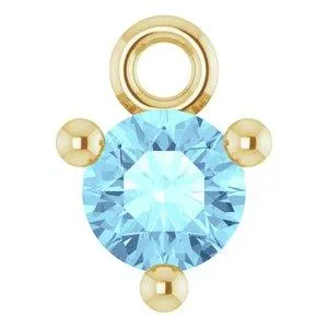 3 MM Choose Your Natural or LabGrown Gemstone Hoop Earring Dangle Charm Solid 14K Rose White Yellow 302 Fine Jewelry Earrings