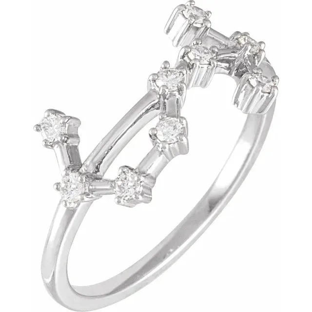 302 Fine Jewelry Constellation Zodiac Natural Diamond Ring Solid 14K Yellow White Rose Gold Rings