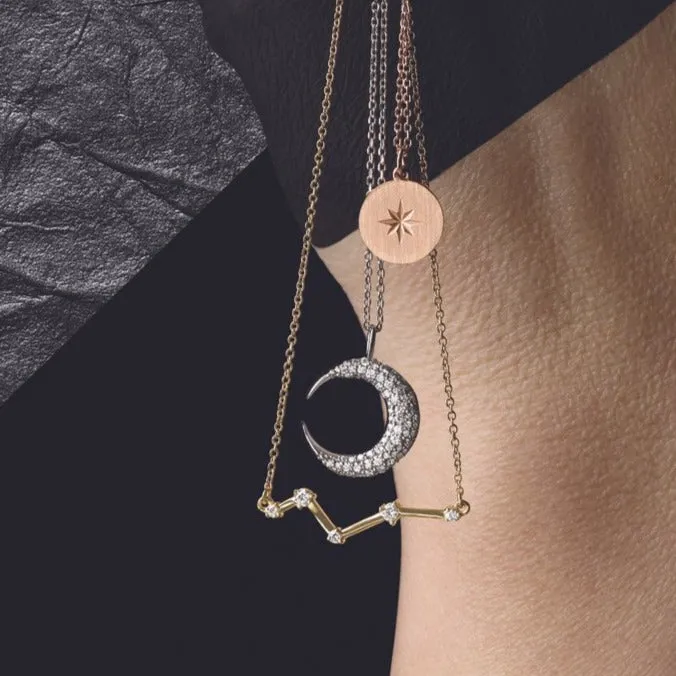 302 Fine Jewelry Necklaces Constellation Bar Natural Diamond 16 or 18 Necklace Solid 14K Yellow White Rose Gold