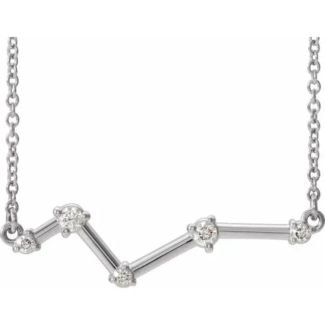 302 Fine Jewelry Necklaces Constellation Bar Natural Diamond 16 or 18 Necklace Solid 14K Yellow White Rose Gold