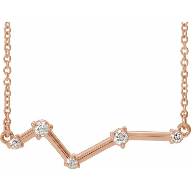 302 Fine Jewelry Necklaces Constellation Bar Natural Diamond 16 or 18 Necklace Solid 14K Yellow White Rose Gold